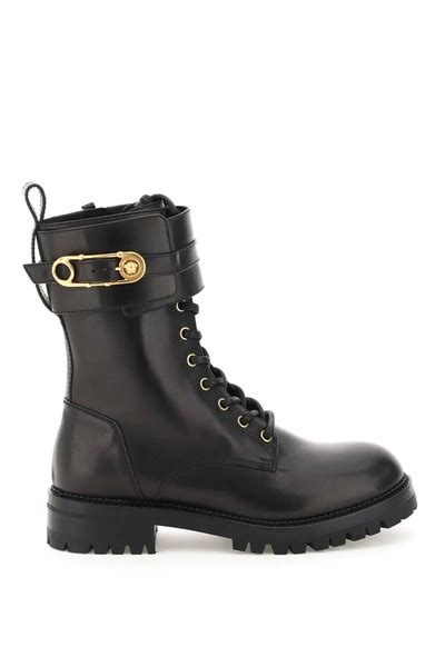 anfibi versace|Versace Combat Boots With Medusa Safety Pin In Nero.